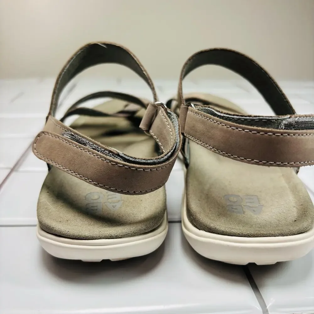 Abeo Barnett,‎ Grey Nubuck Embossed Reptile Leather-Upper Sandal-7.5N